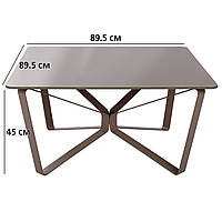 Стеклянный квадратный журнальный столик Nicolas Luton S 89.5х89.5х45см мокко на крашеном металлическом каркасе
