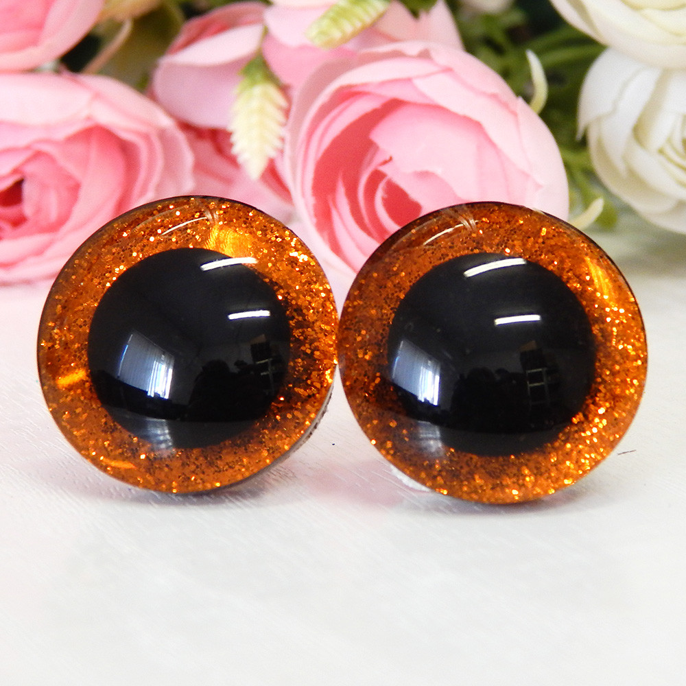 Вічка для іграшок блискучі 16 мм + кріплення, коричневі (2 шт)