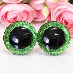 Назва УКР Вічка для іграшок блискучі, трапеція, 25 мм + кріплення, зелені (2 шт)