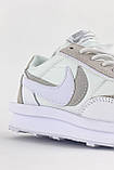 Жіночі кросівки Nike x Sacai VaporWaffle White Grey, білі кросівки найк сакаї вапор вафл, фото 2