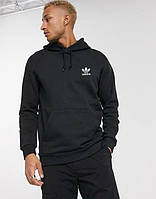 Теплая мужская толстовка с капюшоном, худи Adidas (Адидас) черная ФЛИС (до -25 °С)