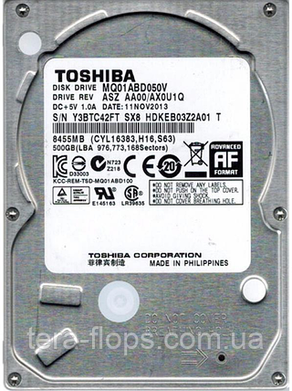 Жорсткий диск HDD 500GB Toshiba (MQ01ABD050V)  (DC), фото 2