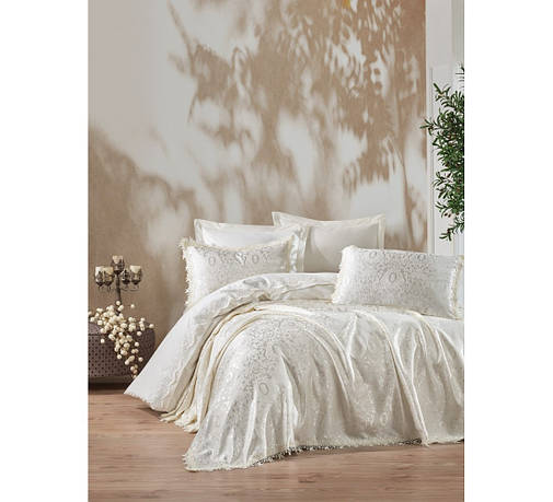 Постільний набір З Покривалом Cotton Box CHI CHI ELEGANCE KREM двоспальний — євро, 250x260, фото 1