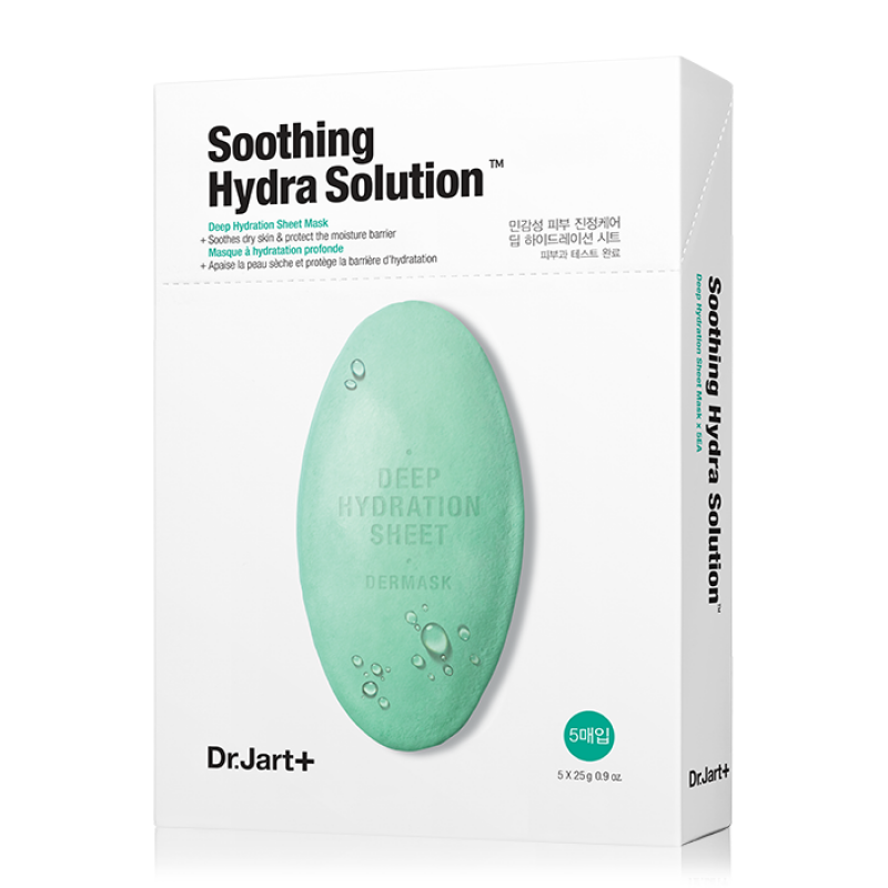 Заспокійлива маска для обличчя з алое вера Dr.Jart+ Soothing Hydra Solution - 5шт. (Термін придатності: до