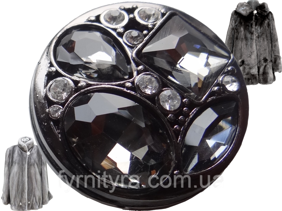 Шубний ґудзик 38mm, black, No033, фото 1