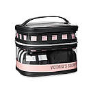Набір Косметичок Victoria's Secret Beauty Bag Set 4 в 1, Рожева з чорним, фото 2