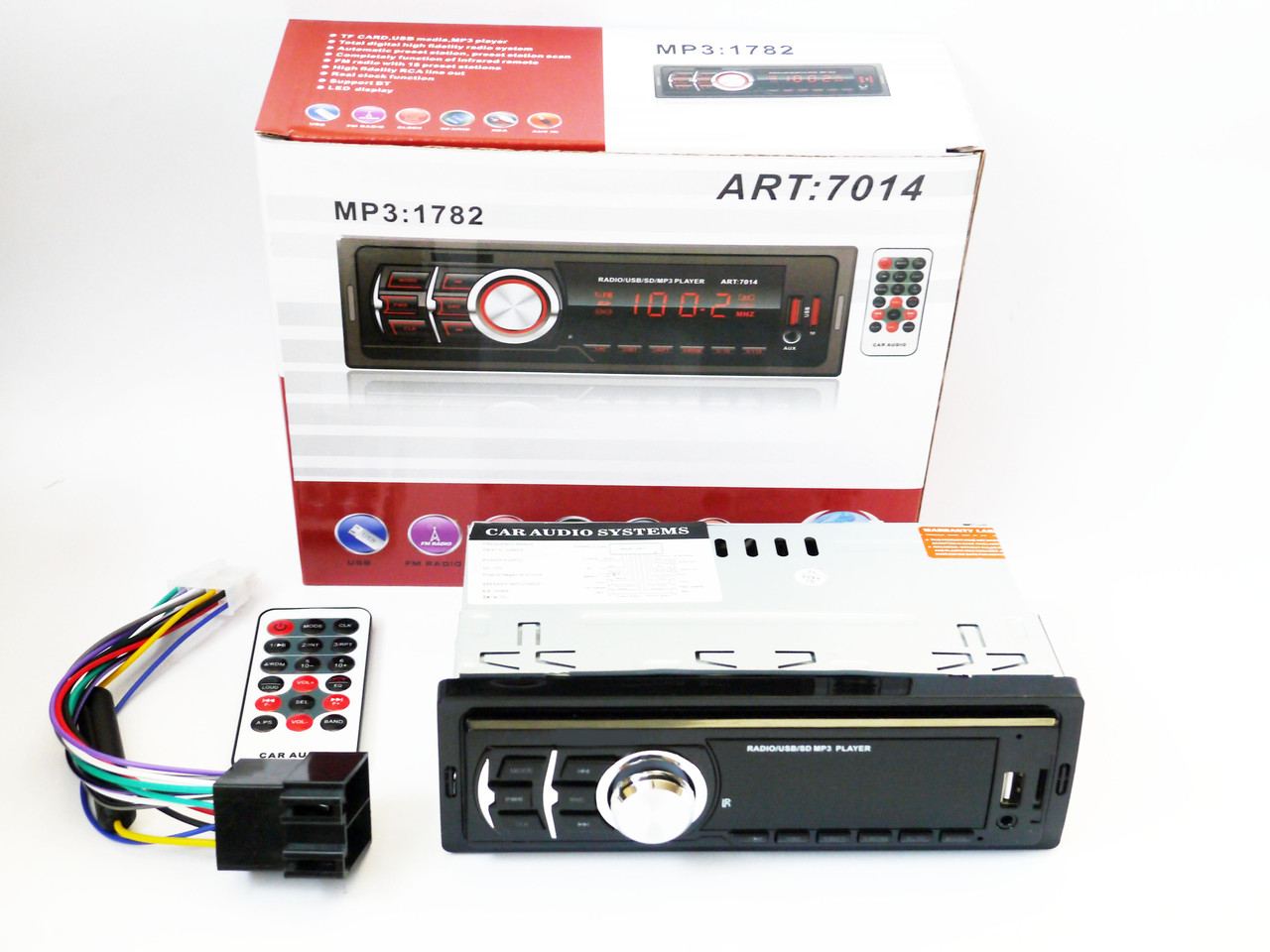 Автомагнітола 1782 ISO — MP3 Player, FM, USB, microSD, AUX
