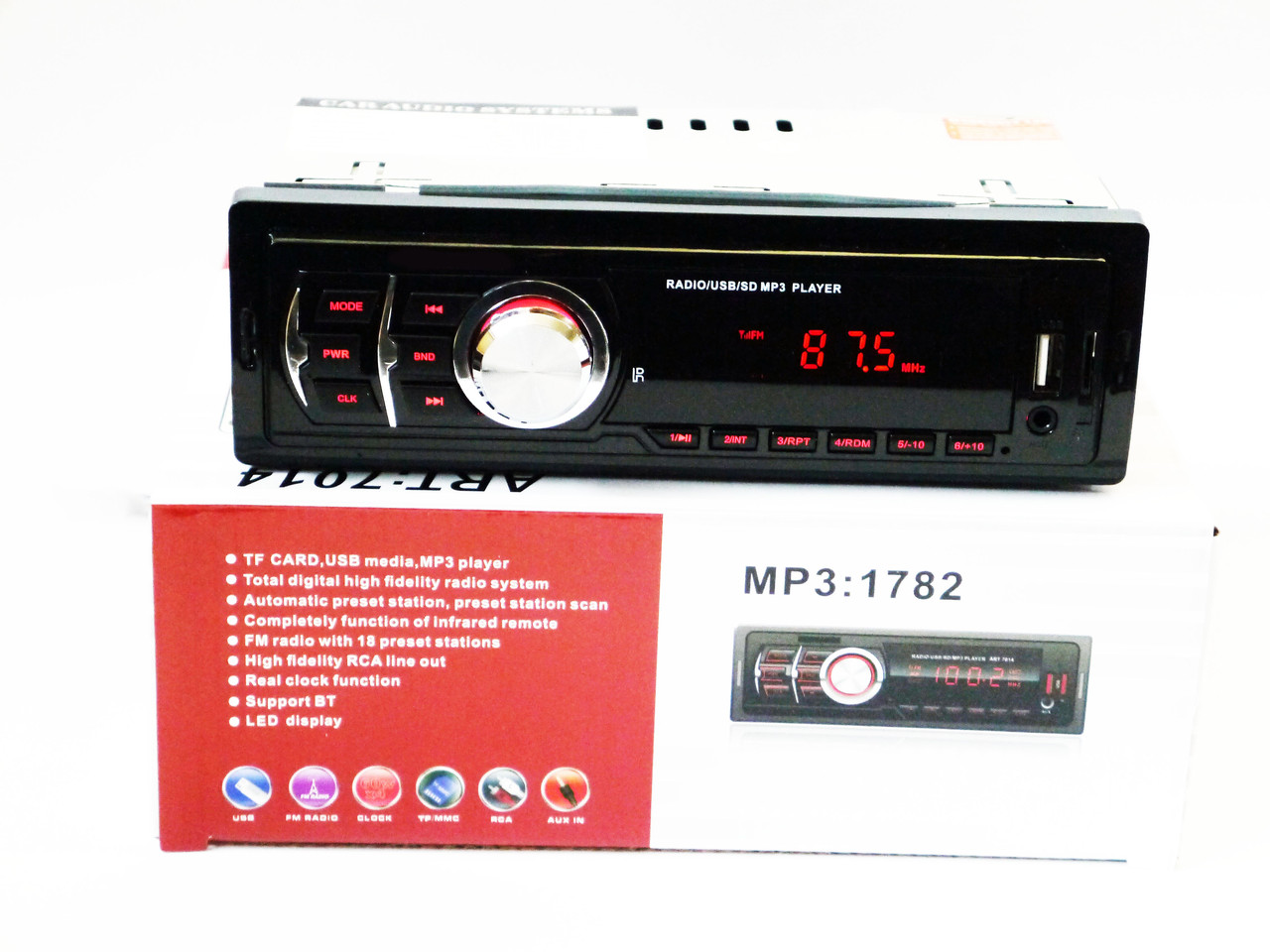 Автомагнітола 1782 ISO — MP3 Player, FM, USB, microSD, AUX