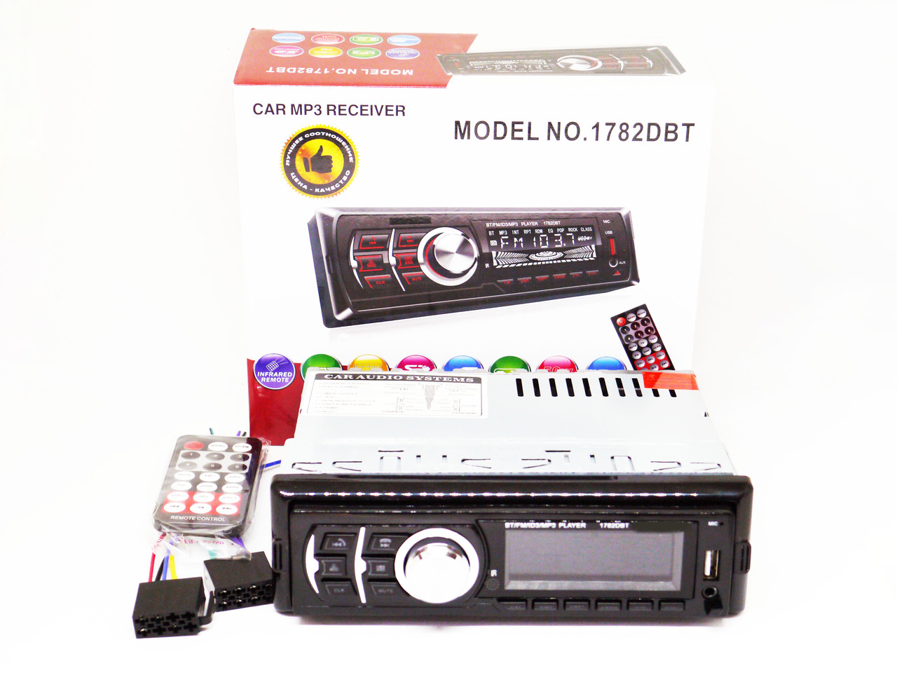 Автомагнитола 1782DBT Bluetooth - USB+RGB подсветка+FM+AUX+Пульт - фото 2 - id-p1145723808