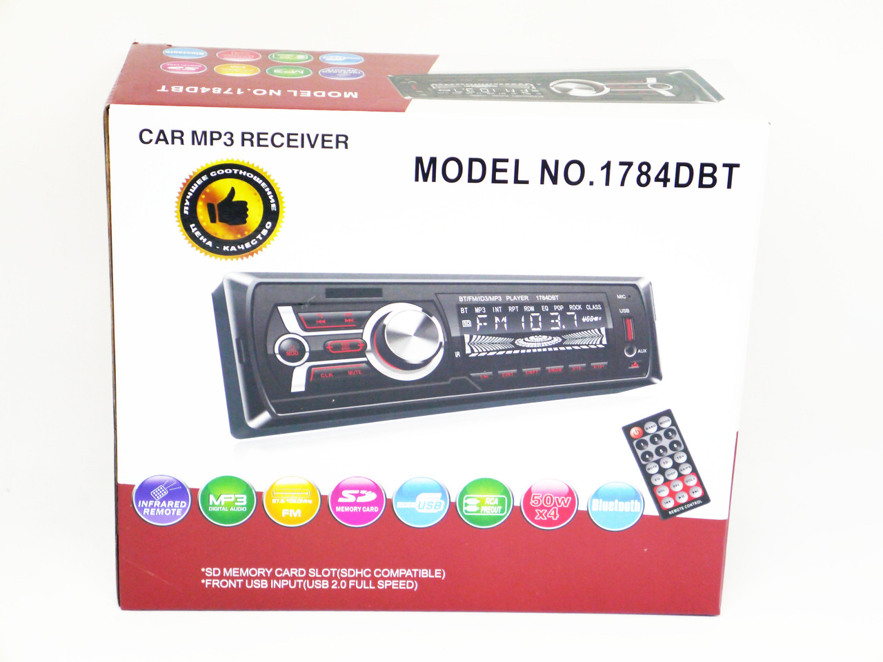 Автомагнітола 1784DBT Bluetooth — Usb+RGB-підсвітка+Fm+Aux+ пульт
