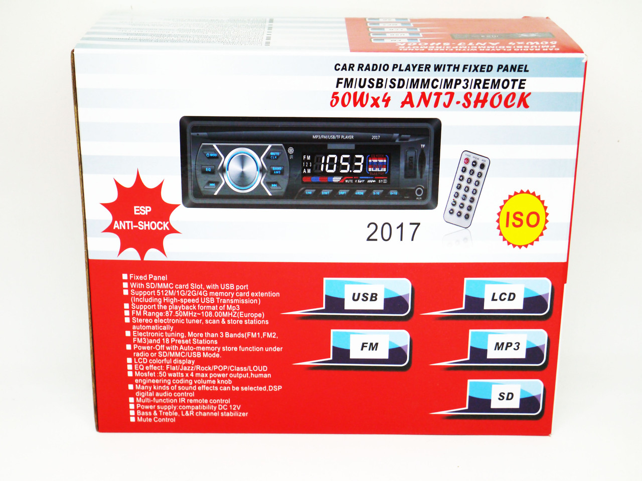 Автомагнітола 2017 ISO USB+SD+FM+AUX+ пульт (4x50W)