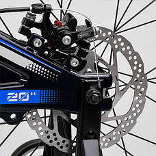 Велосипед для хлопчика, колеса 20 дюймів, Синій, спортивний, магнієва рама, доп. колеса CORSO MG-64713, фото 3