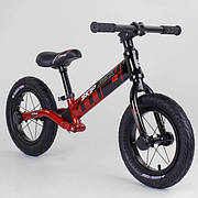 Біговел дитячий, колеса 12 дюймів, Червоний з чорним, сталевий, 1 амортизатор, від 2 років, Corso 44538