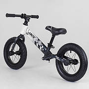 Велобіг від дитячий, Білий з чорним, колеса 12 дюймів, сталевий, задній амортизатор, від 2 років, Corso 11057