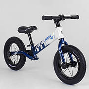 Біговел для хлопчика, Синій з білим, колеса 12 дюймів, стальний, задній амортизатор, від 2 років, Corso 93307