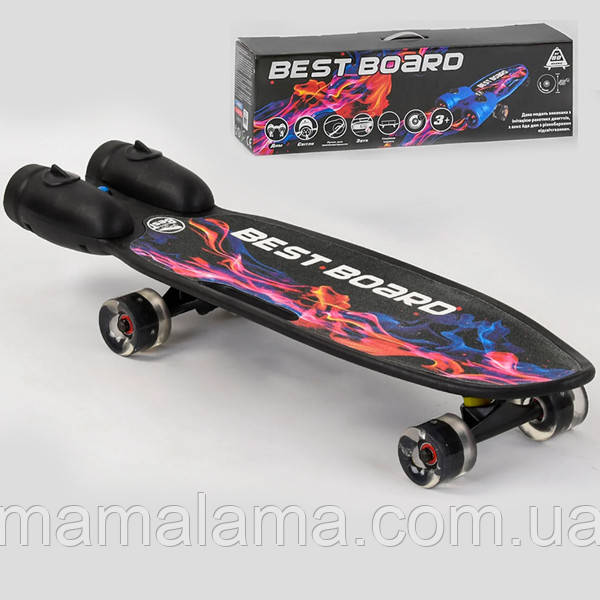 Скейтборд з димом і музикою, Чорний, USB-зарядка, акумулятор, PU колеса зі світлом, Best Board S-00501