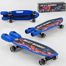 Скейт з пором і музикою, дитячий, Синій, акумулятор, колеса зі світлом, Best Board S-00605, фото 3