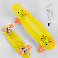 Пенниборд скейт для ребенка светится, прозрачный, Желтый, колеса со светом, Best Board S-50244