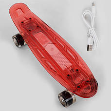 Скейт світиться, прозорий, пеніборд, колеса зі світлом, акумулятор Best Board S-77111, фото 3