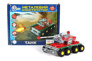 Дитячий розвиваючий ігровий Конструктор металевий для хлопчика Танк ТехноК в коробці, фото 1