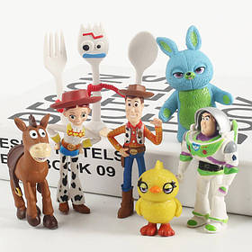 Набір фігурок Історія іграшок 4. Ігрові фігурки з мультфільму Toy Story 7 шт. Іграшка Вуді, Базз Лайтер, Джессі, Форки