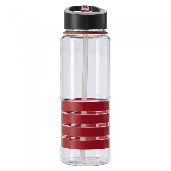 Бутылка для воды из тритана со складным носиком и трубочкой и силиконовыми кольцами на корпусе 700 мл - фото 1 - id-p1391114329