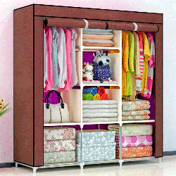 Тканинний складаний шафа для одягу і взуття 175х130х45 см Storage Wardrobe 88130 / Каркасний органайзер