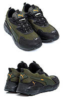 Мужские кожаные кроссовки Puma (Пума) ST RUNNER, мужские туфли зеленые, кеды повседневные. Мужская обувь