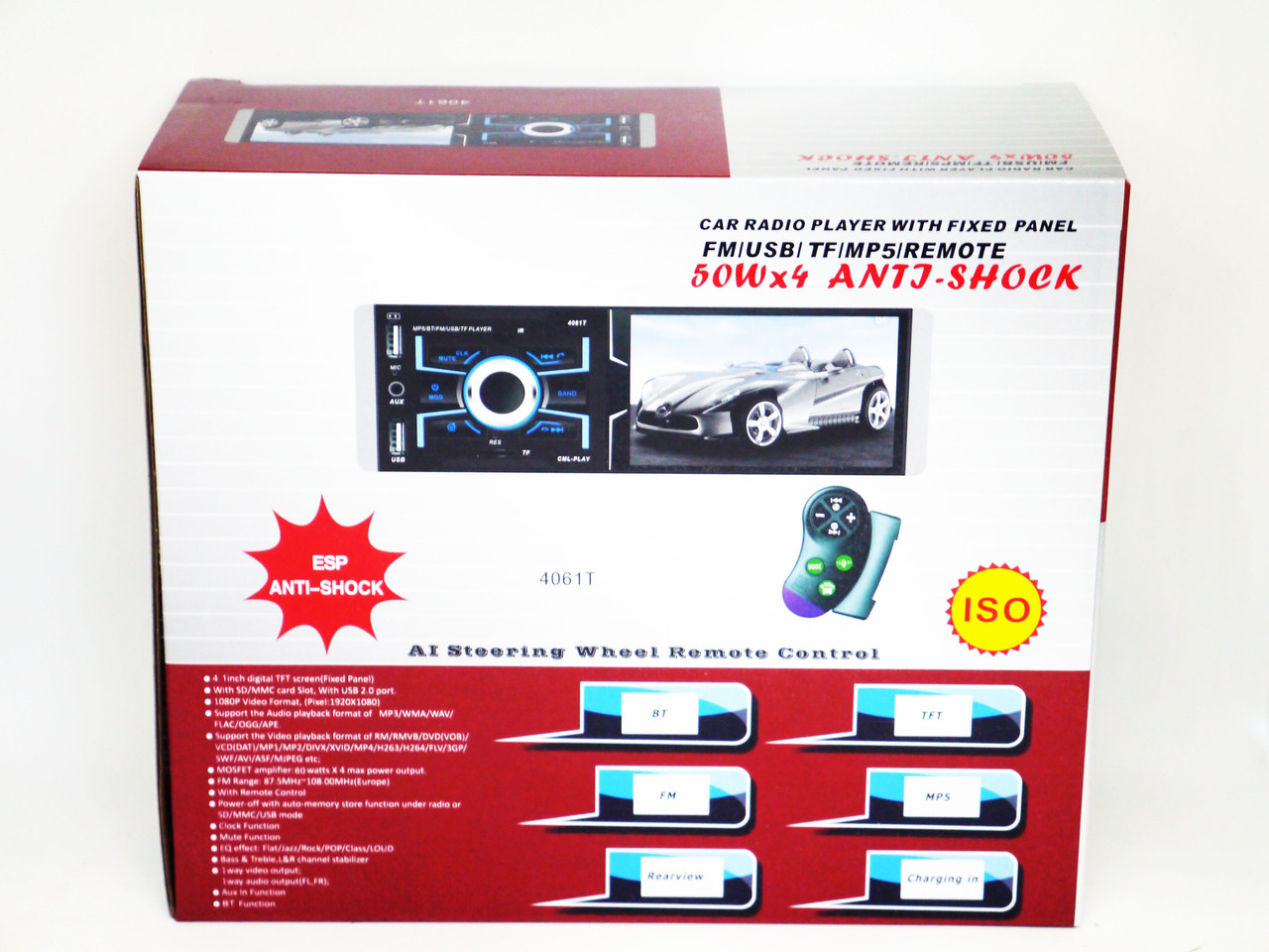 4061T ISO — Сенсорний екран 4,1" + RGB-підсвітка + DIVX + MP3 + USB + Bluetooth + AV-in, фото 1