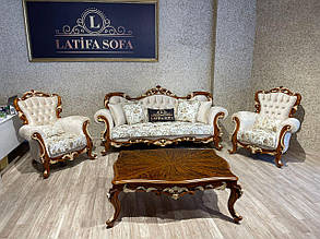 Комплект м'яких меблів "Інжі" (диван + два крісла, стиль бароко) Latifa Sofa, Туреччина