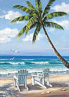 Алмазная вышивка " Отдых на гавайях ",пальмы, облака, море,берег, полная выкладка,мозаика 5d, наборы 30х40 см