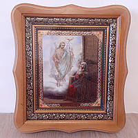 Ікона Благовіщення Пресвятої Богородиці, лик 15х18 см, в світлому дерев'яному кіоті