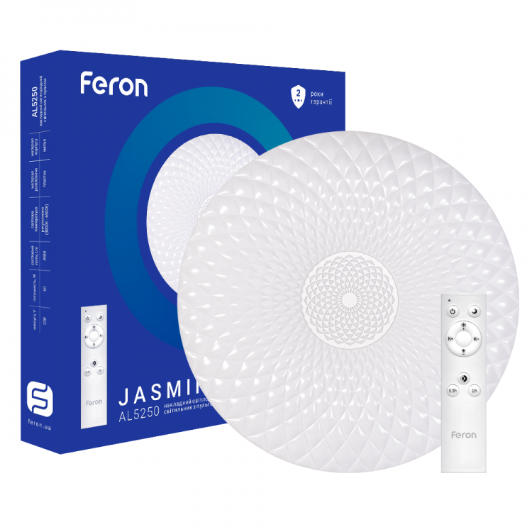 Світлодіодний світильник Feron Al5250 Jasmin 60 W стельовий з пультом дистанційного керування 300-4900Lm