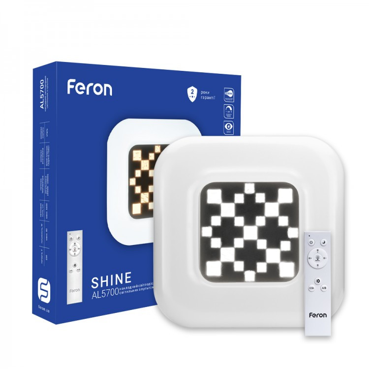 Стельовий світлодіодний світильник Feron AL5700 SHINE 80W LED 3000K-6500K з пультом ДУ 450*85mm круглий 5600Lm