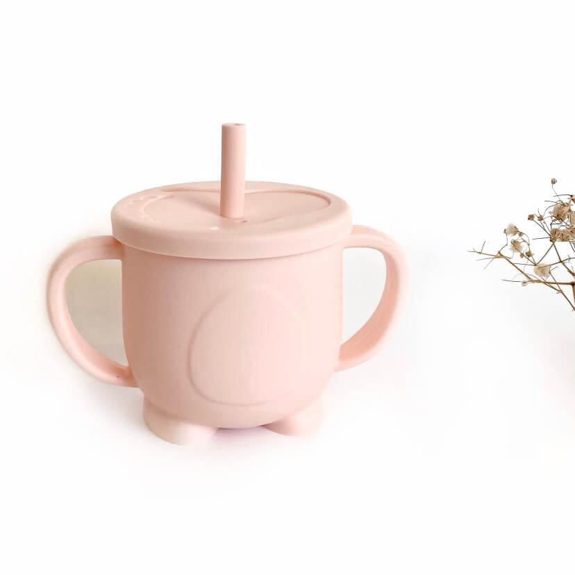 Поїльник пінгвін (baby PINK) силіконовий з трубочкою, непроливайка