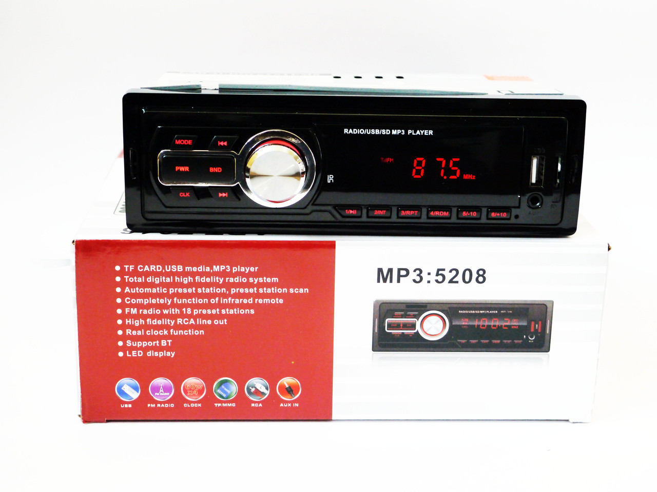 Автомагнітола 5208 ISO — MP3 Player, FM, USB, microSD, AUX