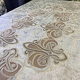 Скатертина Оксамитова з мереживом Версаль високої якості на стіл! Кремовий колір (В розмірах) (Овал), фото 8