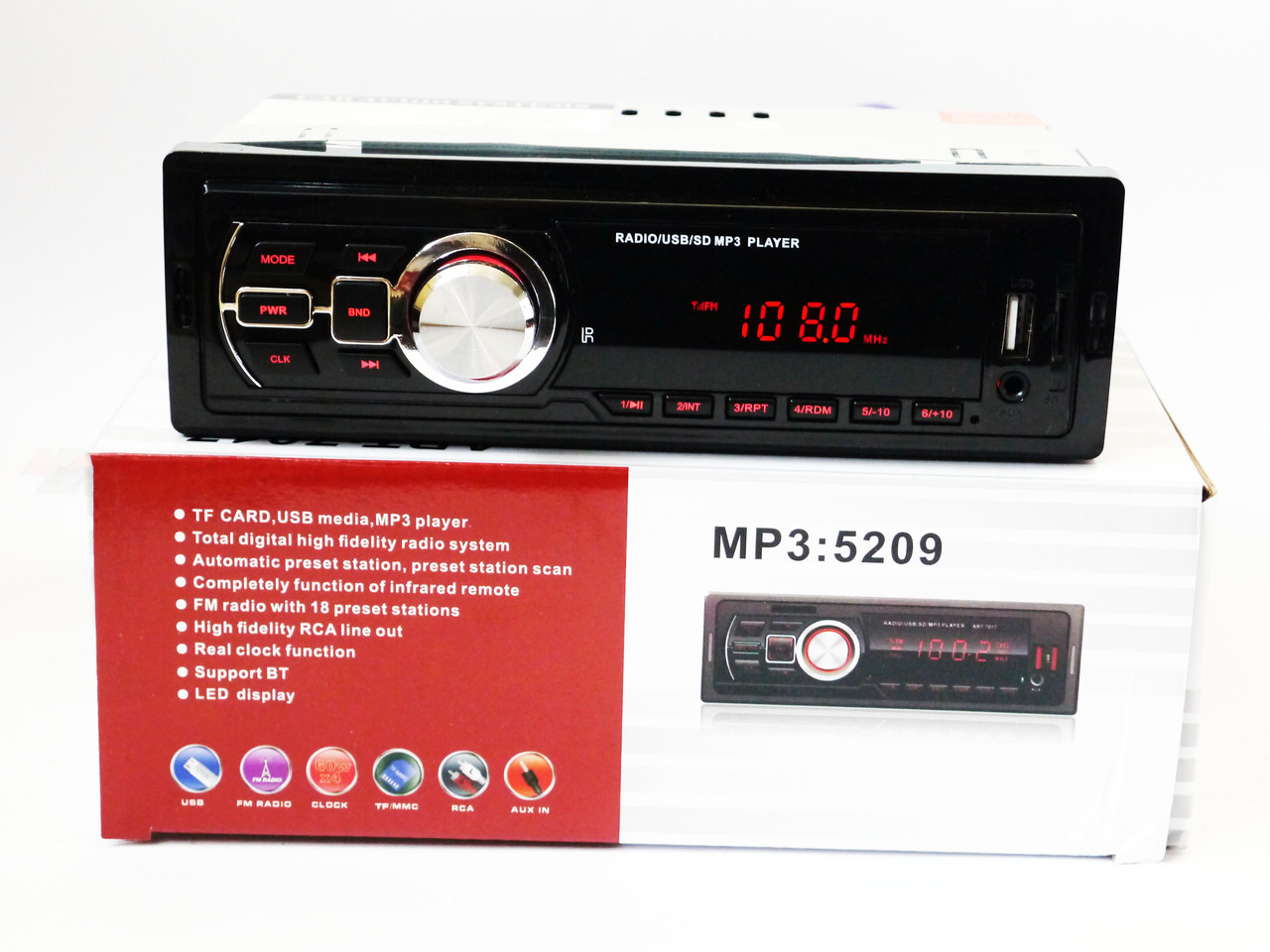 Автомагнітола 5209 ISO — MP3 Player, FM, USB, microSD, AUX