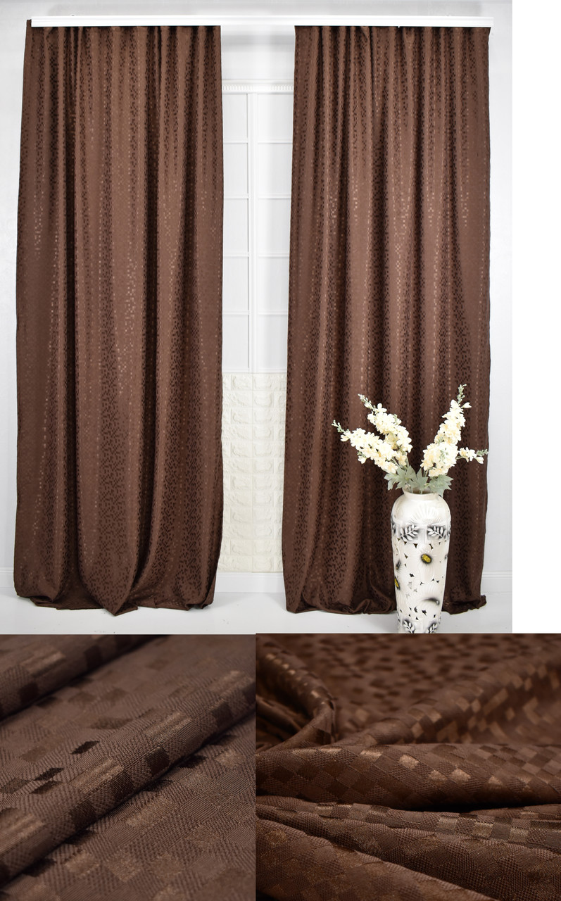 Готові Портьєри Мультилюкс "Піксель" (коричневий)