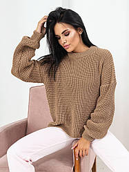 Стильний теплий вільний жіночий светр бавовна
