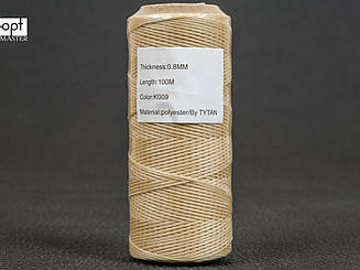 Нитка вощенна по шкірі (плоский шнур), т. 0.8 мм, 100 м., кол. бежевий