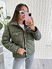 Жіноча стьобана куртка з накладними кишенями 2069 (42-44; 46-48) кольори: мокко, молочний, хакі, чорний) СП, фото 2