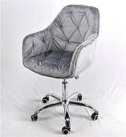 Кресло Mario CH-Office велюр стальной Y-1024 на хромированной крестовине c колесиками