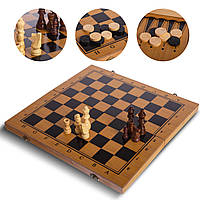 Настольная игра 3 в1 шахматы, нарды, шашки бамбуковые Zelart Chess Set Plus 3140 (39x39 см)