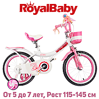 Детский двухколесный велосипед для девочки с корзинкой RoyalBaby JENNY GIRLS 18", OFFICIAL UA, бело-розовый