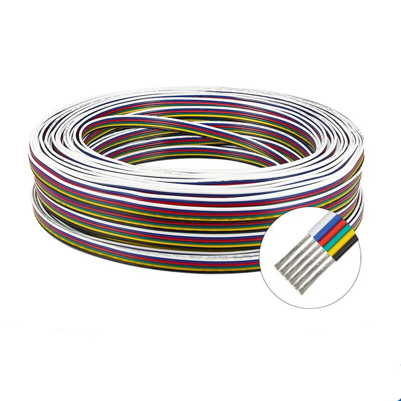 Кабель плоский 26AWG 6х0,129 мм2 для RGBW світлодіодної стрічки SMD5050, SMD3528