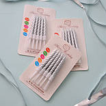 Свічки для торту спіраль срібло 10 шт., фото 2