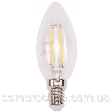 Лампа ФІЛАМЕНт C37 4W 220V E14 свічка 4000K (071-N) Luxel led, нейтральне світло, світлодіодна Люксел