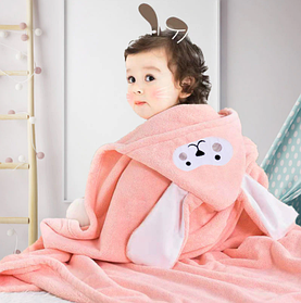 Рушник дитячий з куточком "Зайченя" Рожевий 70*140 см (21001)