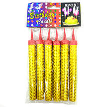 Свічки для торта Холодний фонтан 12 см золотисті 6 шт, фото 4